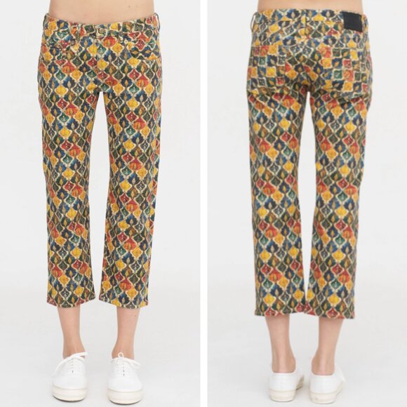 NWT R13 Boy Straight Jeans 24/25/26/27 Gold Orange Ikat - Picture 2 of 11